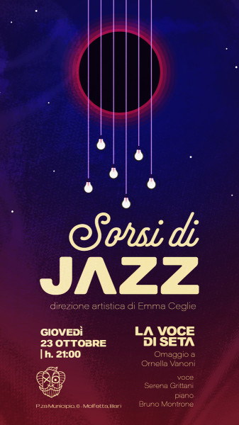 SORSI DI JAZZ presenta: “VOCE DI SETA” - Omaggio ad Ornella Vanoni con Serena Grittani & Bruno Montrone