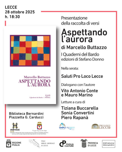 Aspettando l'aurora: Marcello Buttazzo presenta la sua nuova poetica dell'attesa alla Biblioteca Bernardini di Lecce