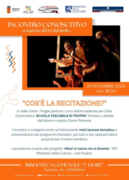 SCUOLA TASCABILE DI TEATRO ANCHE A CISTERNINO