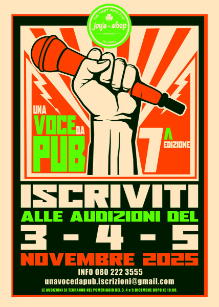 UNA VOCE DA PUB VII Audizioni aperte 3, 4 e 5 Novembre