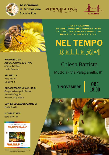 "NEL TEMPO DELLE API" Presentazione di apertura del progetto di inclusione per persone con disabilità intellettiva