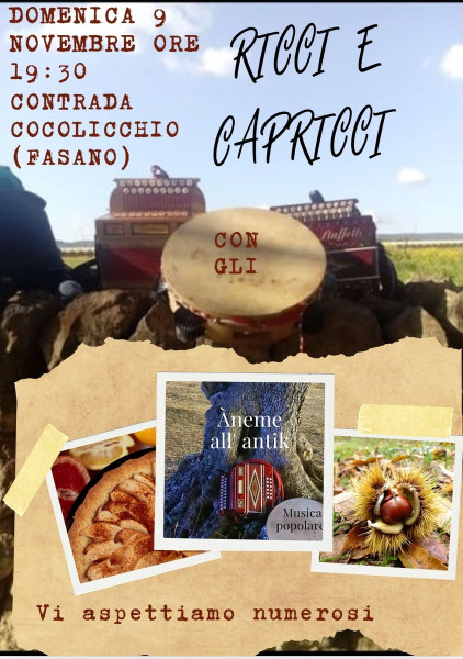 Musica popolare e castagne con gli "Aneme all'antik" per "Ricci e capricci"