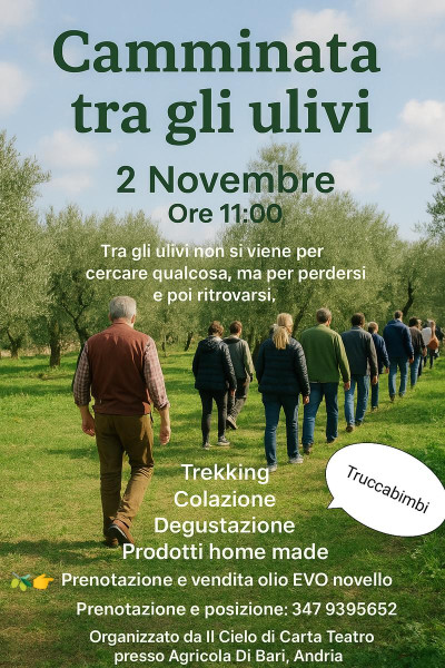 Camminata tra gli ulivi: colazione trekking degustazione prodotti home made olio novello