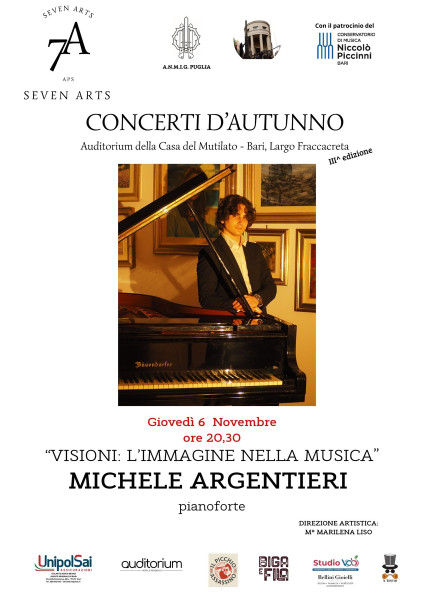 Il pianista Michele Argentieri ospite dei Concerti d’Autunno