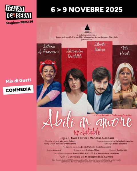 Debutta in prima assoluta "ABILI IN AMORE – Undatable", spettacolo scritto da Vita Rosati e Gabriele Granito sul delicato tema della sessualità e disabilità, dal 6 al 9 novembre al Teatro de' Serv