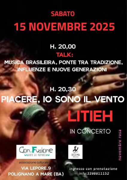 PIACERE, IO SONO IL VENTO  - TALK (h. 20.00) e concerto di LITIEH (h.20.30)