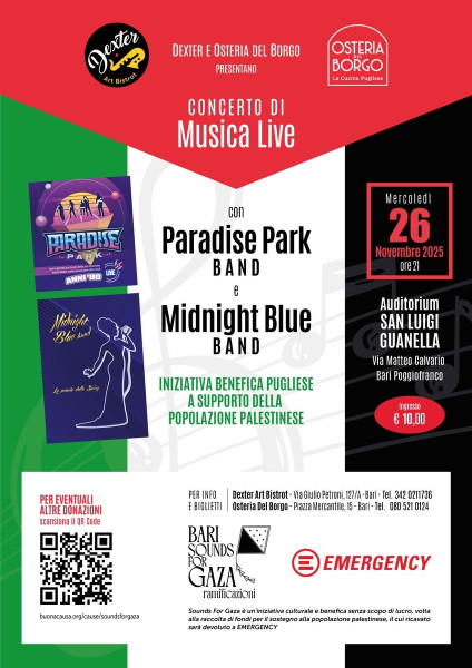 Dexter Art Bistrot e Osteria del Borgo presentano: Live For Gaza