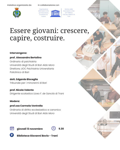 Incontro tematico su ESSERE GIOVANI: CRESCERE, CAPIRE, COSTRUIRE