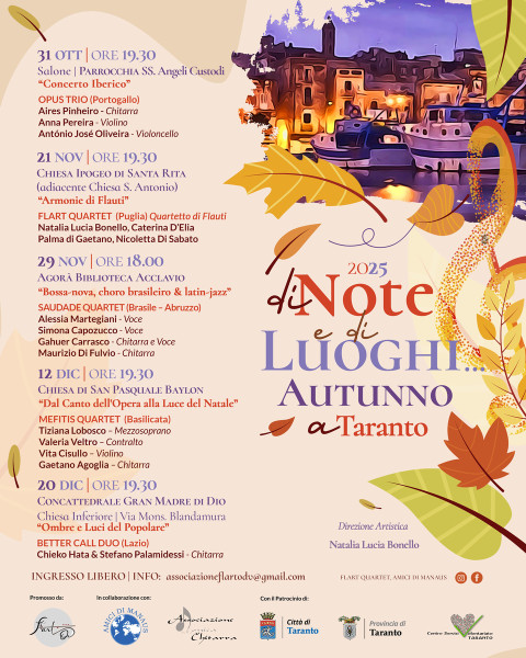 Il FLART QUARTET  al  secondo appuntamento della rassegna DI NOTE E DI LUOGHI