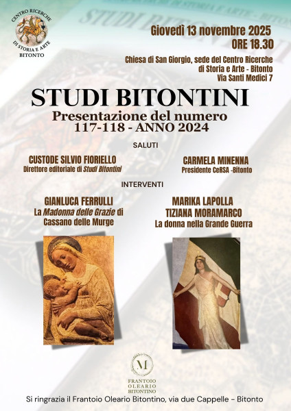 Presentazione del numero 117-118 di "Studi Bitontini"