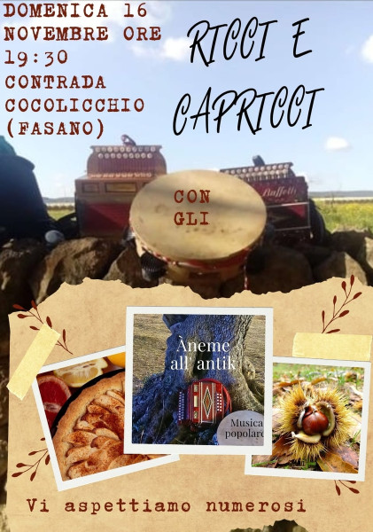 Pizzica e musica popolare con gli "Aneme all'antik" per "Ricci e capricci"