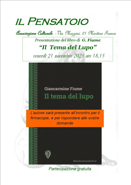 Presentazione del libro "Il Tema del Lupo" di  G. Fiume