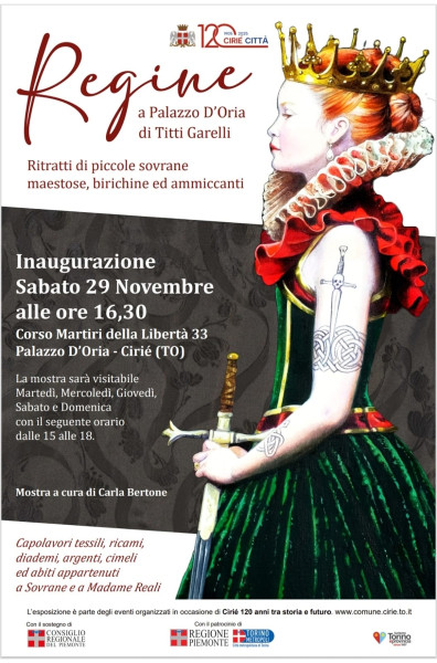 REGINE DI TITTI GARELLI Con capolavori tessili, diademi, gioielli e curiosità appartenute a Sovrane e Madame Reali.