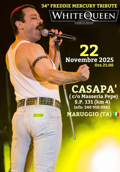 34* FREDDIE MERCURY TRIBUTE WHITE QUEEN