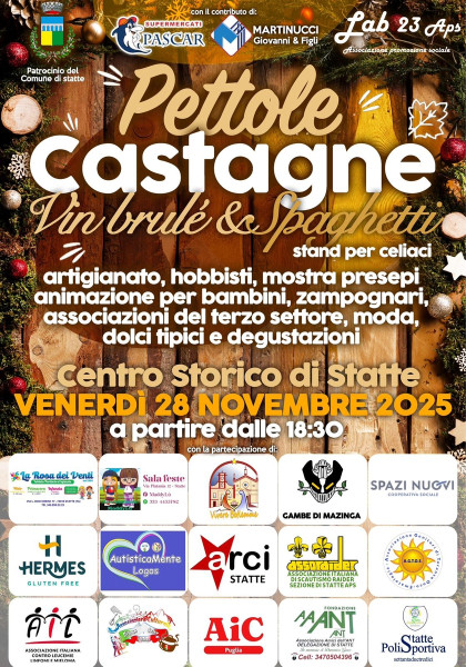 Pettole castagne vin brulè e spaghetti