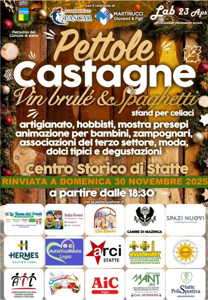 Pettole castagne vin brulè e spaghetti