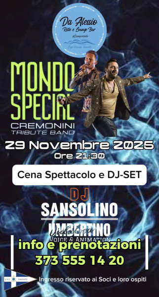 Cena Spettacolo Live e DJ-SET