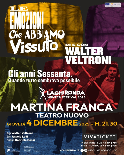 La Ghironda Winter 2025 presenta "Le emozioni che abbiamo vissuto" di e con Walter Veltroni