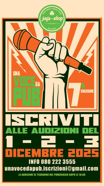 UNA VOCE DA PUB VII Audizioni aperte 1, 2 e 3 dicembre