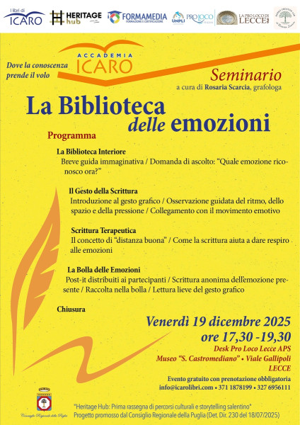 La Biblioteca delle Emozioni  Seminario a cura di Rosaria Scarcia