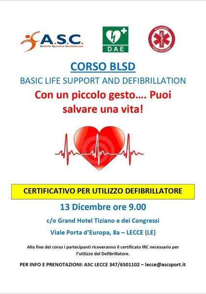 CORSO BLSD RETRAINING: CON ASC PUOI SALVARE UNA VITA