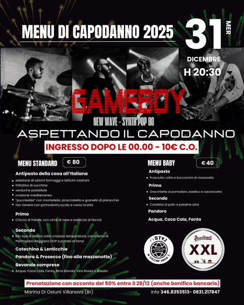 GAME BOY  CENONE DI CAPODANNO + LIVE SHOW