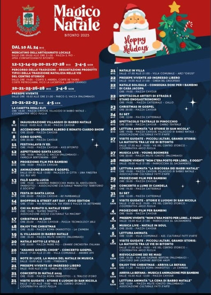 Magico Natale  Bitonto 2025: presentato il calendario degli eventi dal 8 dicembre al 6 gennaio