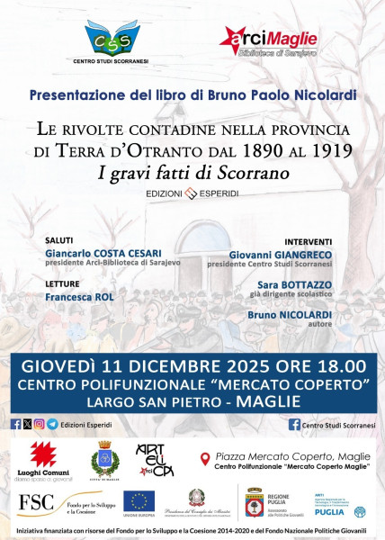 Presentazione del libro di Bruno Paolo Nicolardi sulle rivolte contadine nel nostro territorio