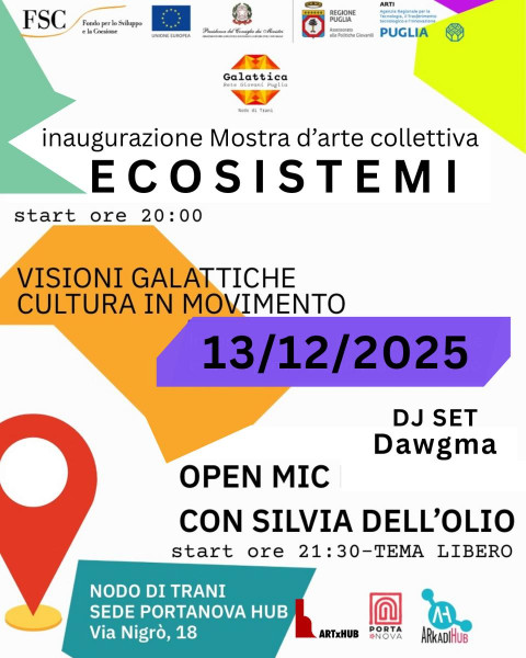 Visioni Galattiche e Cultura in Movimentocon una Mostra d’Arte, Open Mic poetico e musica