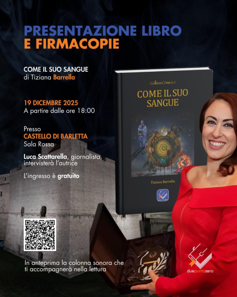 Prima presentazione nazionale di "Come il suo sangue" di Tiziana Barrella