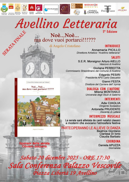 Chiude la quinta edizione della rassegna Avellino letteraria, Angelo Cristofano con il libro: Noè Noè ma dove vuoi portarci!!!???.