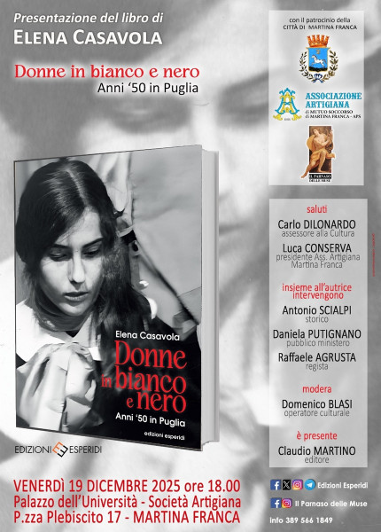 Presentazione del libro: DONNE IN BIANCO A NERO. Le donne in Puglia negli anni '50. Di Elena Casavola