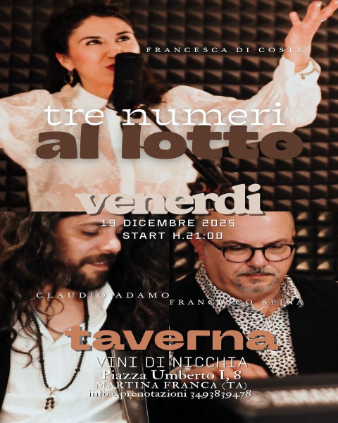 Friday Live in vineria con i Tre Numeri al Lotto