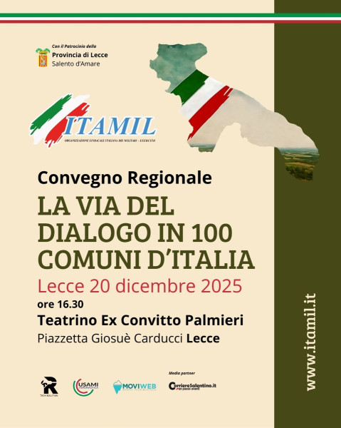 "La via del dialogo in 100 Comuni d'Italia": il convegno del Sindacato Itamil