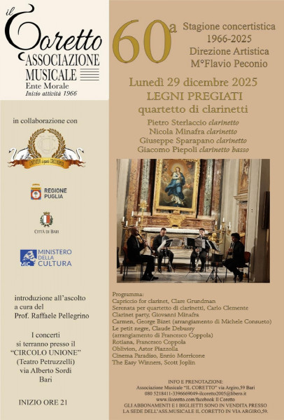 LEGNI PREGIATI QUARTETTO DI CLARINETTI