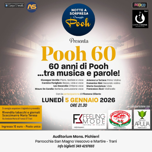 Pooh 60 - 60 anni di Pooh tra musica e parole a Trani