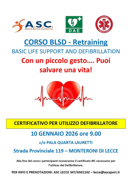 A Monteroni un corso per imparare ad usare il defibrillatore.