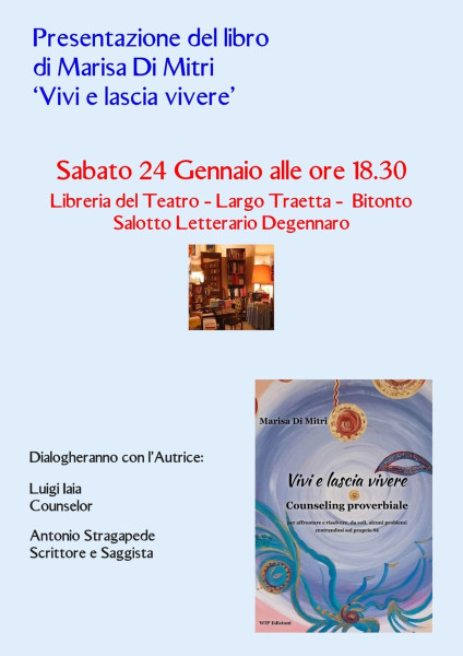 Presentazione del libro VIVI E LASCIA VIVERE Counseling Proverbiale  Wip edizioni