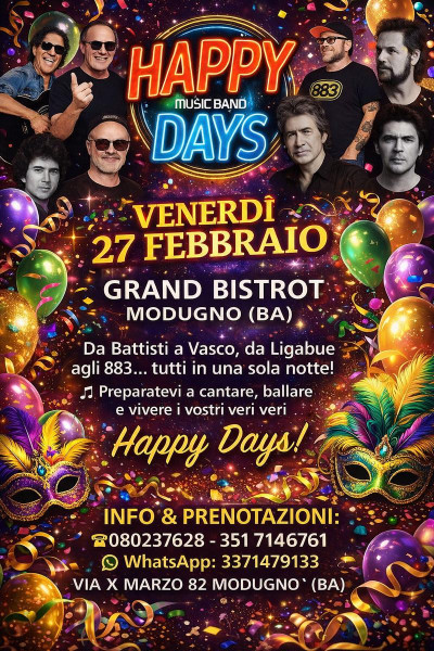 Carnevale con Happy Days Music Band!