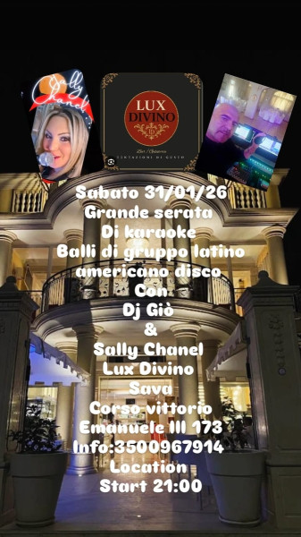 SABATO SHOW: Karaoke & Dance con Dj Giò e Sally Chanel al Lux Divino