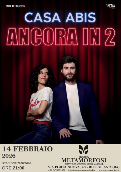 Casa Abis portano Ancora in due al Teatro Metamorfosi di Rutigliano il 14 febbraio