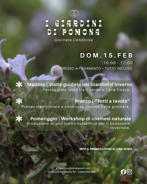 Giornata Condivisa di Febbraio Nei Giardini di Pomona: Natura, Calore e Benessere Invernale