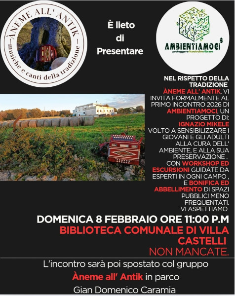 Presentazione progetto "Ambientiamoci" e musica popolare con gli "Aneme all'antik"