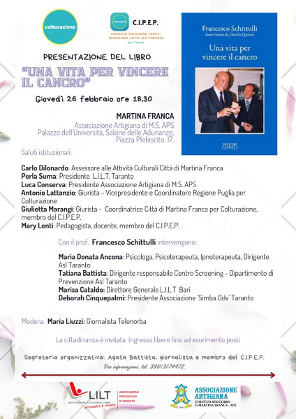 Presentazione del libro di Francesco Schittulli "Una vita per vincere il cancro"