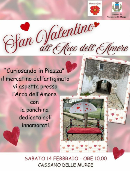 San Valentino a Cassano delle Murge: "Curiosando in Piazza", il mercatino dell'artigianato a tema