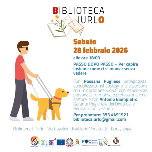 PASSO DOPO PASSO Incontro in biblioteca Iurlo con cane guida