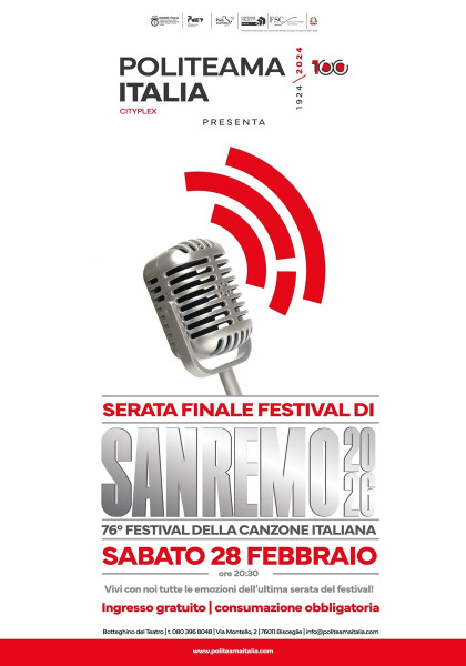 L'ultima serata del FESTIVAL DI SANREMO 2026 su grande schermo