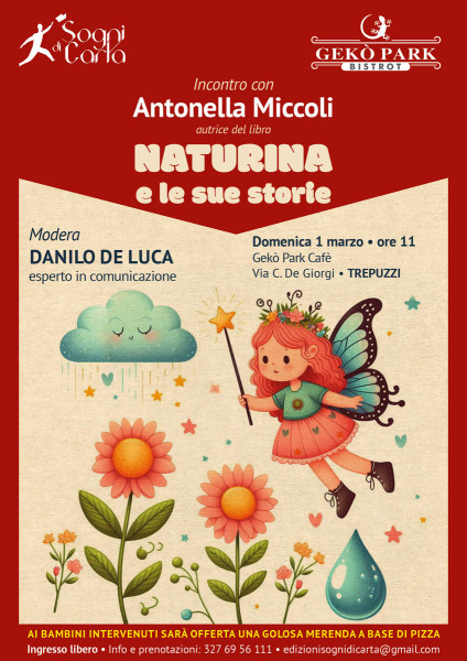 A Trepuzzi l’incontro con Antonella Miccoli: presentazione del libro Naturina e le sue storie al Gekò Park Cafè
