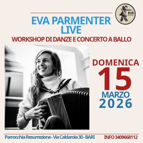 BiB Eva Parmenter Live, doppio workshop di danze + concerto a ballo