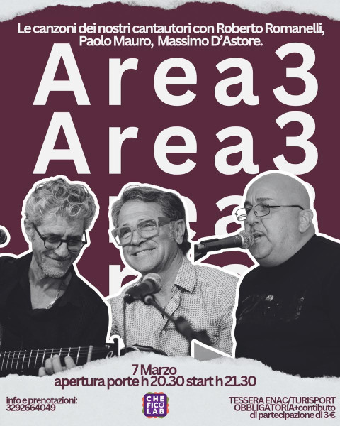 Area3 in concerto al Che Fico Lab: una notte dedicata ai grandi cantautori italiani